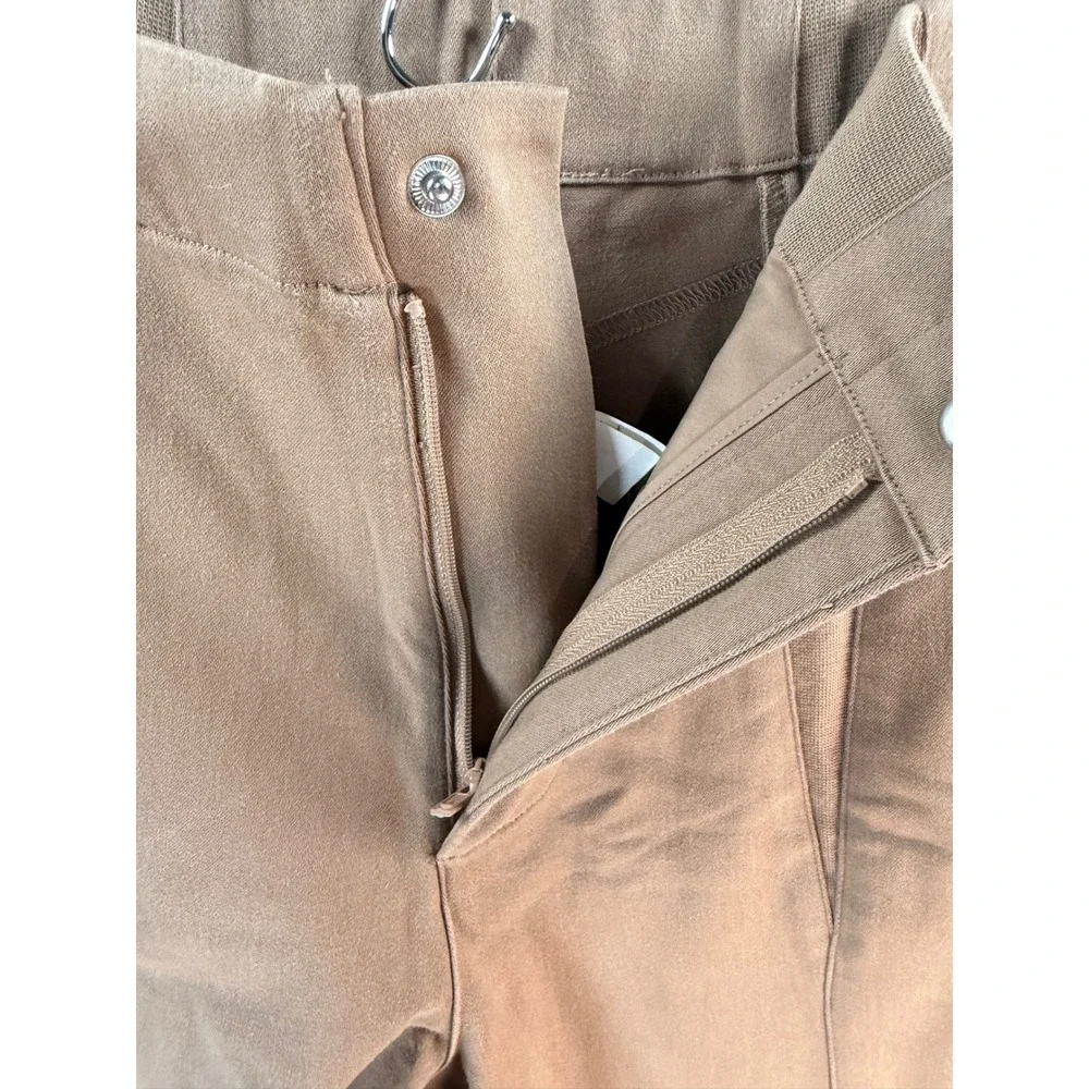 Alo Yoga Womens High Waist Wide Leg Seam Front Trousers Tan Camel Size S
